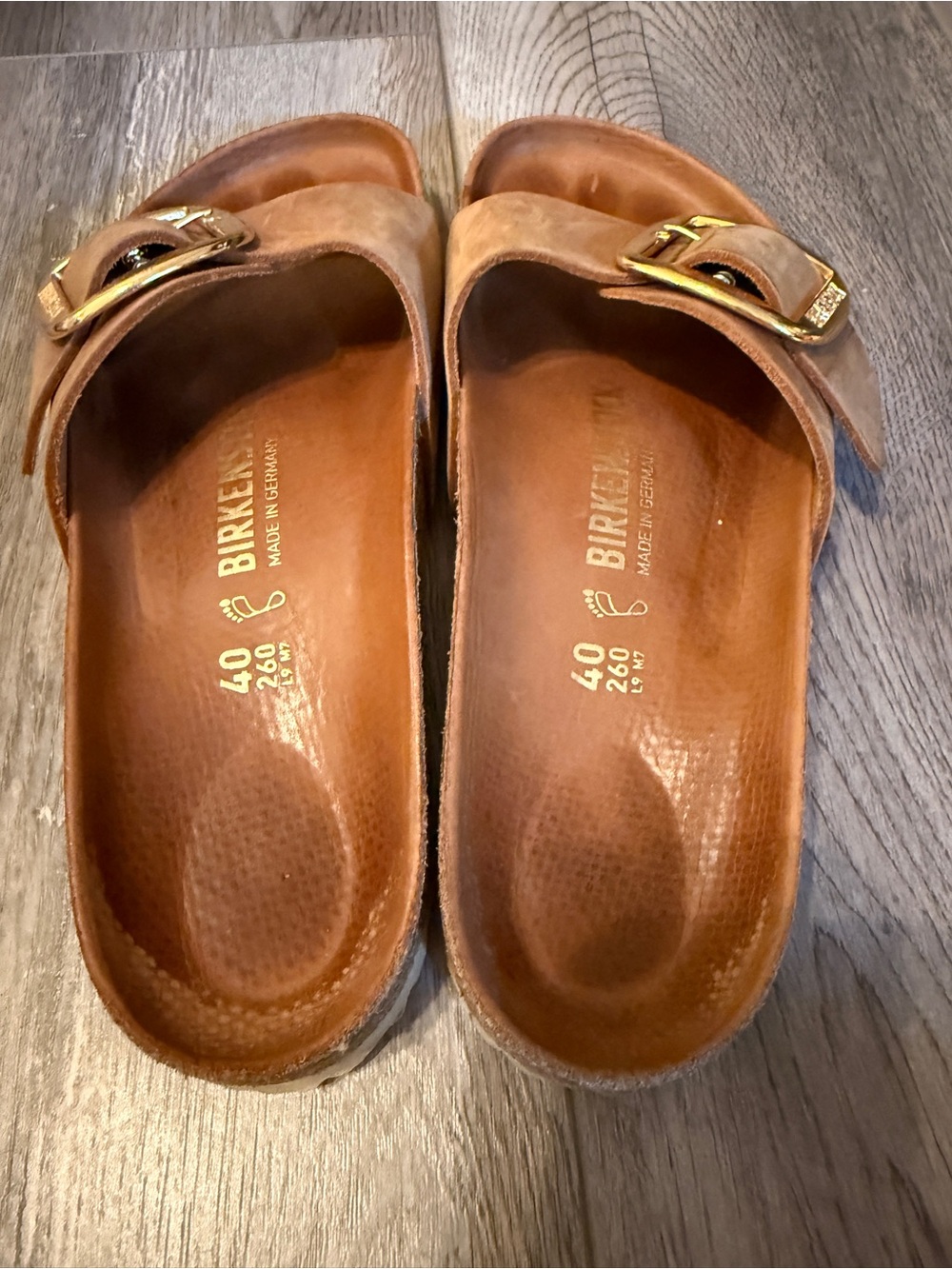 Birkenstock Single-Strap Sandals in Brown with Gold Buckles - Picture 5 of 5